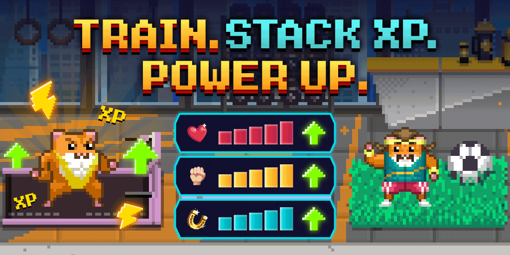 RollerCoin Hamster Gym featuring Hamsters training to improve their stats for Expeditions