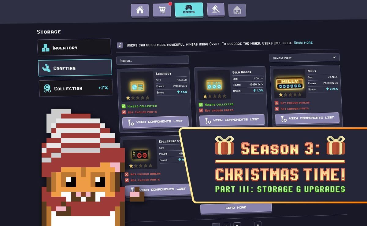 Season III: Christmas Time! Part II: New Inventory and Miner Upgrades