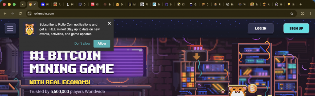 Browser with many play-to-earn game tabs open and one highlighted for focus